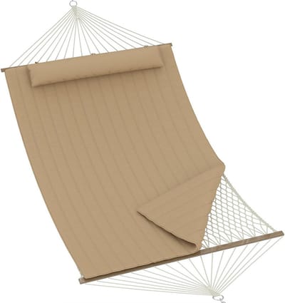 2-Persoons Hangmat - Max. 225kg - Voor Tuin, Terras en Camping - bruin