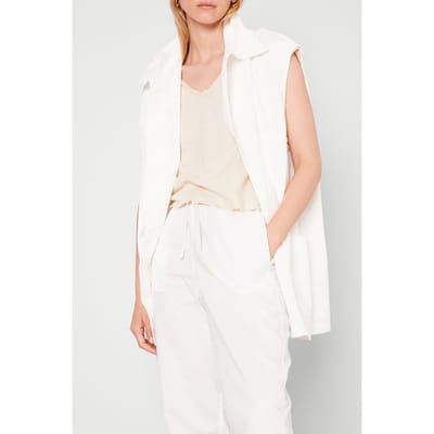 American Vintage Sleeveless Jacket With Shirt Collar Blanc Size: OS | Vests Outlet | Dames | Wit