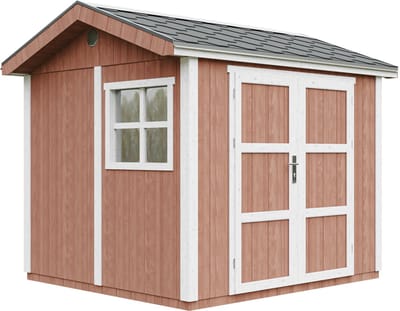 Timbela M913A-REDWOOD RED - LP SmartSide Tuinhuis op houtbasis - 5,9 m² - 250x294xH252 cm - met vloer en verf