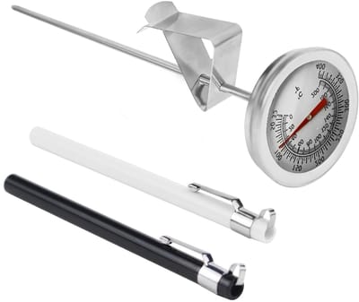 Stainless Steel Melkthermometer en Vleesthermometer voor Koken, BBQ en Koffie met Clip en Nauwkeurigheid