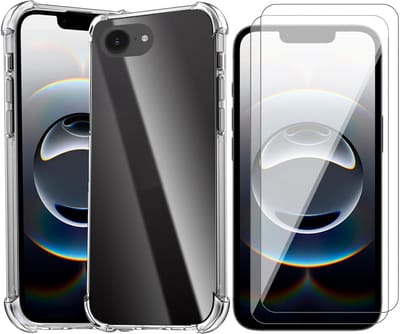 Hoesje geschikt voor iPhone 16e - 2x Screenprotector Glas - Shockproof Transparant