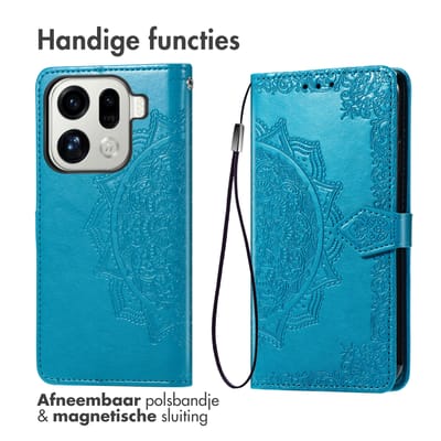 imoshion Hoesje - Geschikt voor Oppo Find X9 Pro - Mandala Bookcase - Turquoise