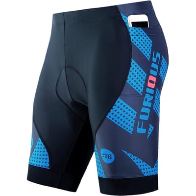 Ademende Fietsbroek Heren 4D Gewatteerd Schokbestendig Fietsbroek Sneldrogend Halve Broek XXL blauw