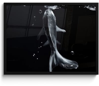 Poster in lijst - Fotolijst 70x50 cm - Posters - Koi - Vissen - Water - Zwart - Posterlijst zwart - Decoratie - Wanddecoratie woonkamer - Muurdecoratie slaapkamer