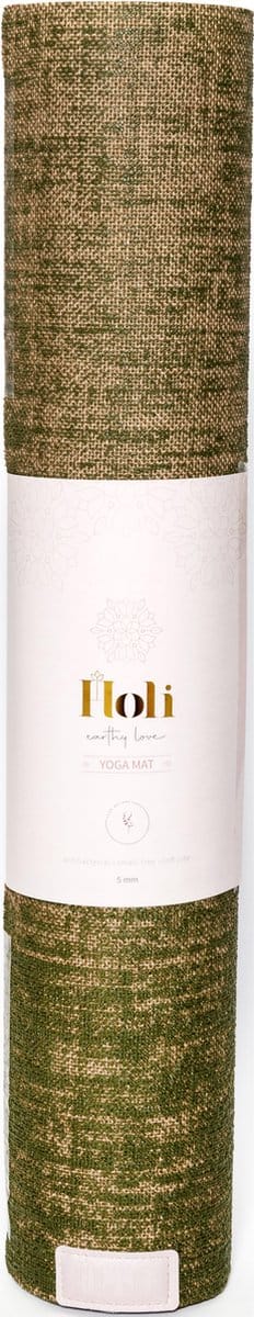 HOLI | Yogamat | Donkergroen | Premium Organic | Jute | 5 MM | 183 cm x 61 cm | Non-slip | Anti-Bacterie | Extra Lang | Fitnessmat | Sportmat | Pilates Mat
