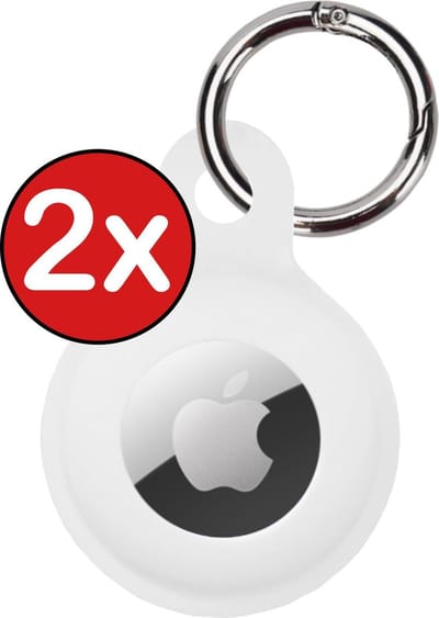 Hoesje Geschikt voor Apple AirTag Sleutelhanger Hoesje Siliconen Hanger - Hoesje Geschikt voor Apple AirTag Hanger Sleutelhanger Hoesje - Wit - 2 PACK