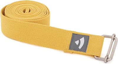 Yogagordel van Katoen, Praktisch Yoga Accessoire met Metalen Schuifgesp voor Beginners en Gevorderden, 250 x 3,8 cm, Saffraangeel