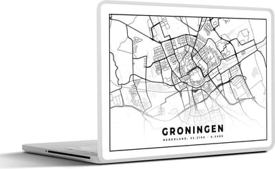 Laptop sticker - 17.3 inch - Stadskaart - Groningen - Nederland - 40x30cm - Laptopstickers - Laptop skin - Cover