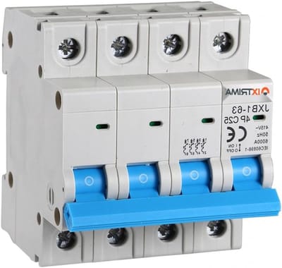 Automatische stroomonderbreker - Zekering automaat - Installatie beschermen - 4-polig 3-fase - 25A 380V 6kA - Grijs