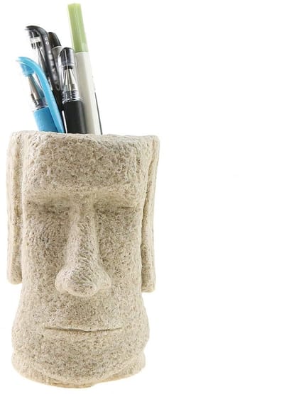 Cosensi- Moai Standbeeld Penhouder - Bureau Organizer - Pennenbakje - Desk Organizer - Kantooraccessoires - Creatief Ontwerp - Duurzaam Kunststof - Pennenhouder