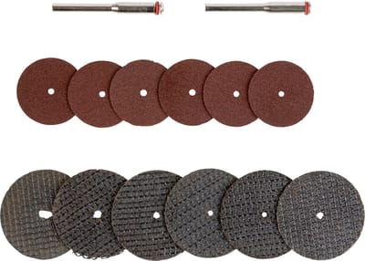 Parkside Toebehoren Multifunctioneel Gereedschap - Doorslijpschijvenset - 20 x doorslijpschijf klein: Ø 24 mm - 8 x doorslijpschijf groot: Ø 32 mm - 2 x opnamestift: L 38 mm - Toerental: max. 30.000 tpm