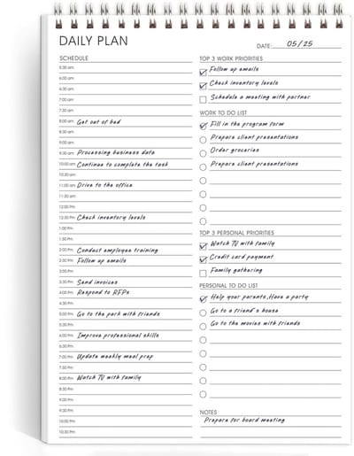 Dagelijkse Planner en To-Do Lijst Notitieboek (52 Vellen) - Tijdschema Organizer Werk & Privé