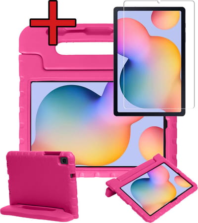 Hoesje - Geschikt voor Samsung Galaxy Tab S6 Lite - Met Screenprotector - Kinderhoes - Shockproof Bumper - Kidsproof Case - Tablethoes - Kinder Hoes Cover - Roze