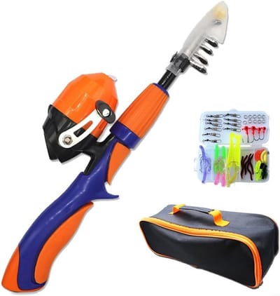 Kinder Visset - Complete Set - Outdoor Avontuur - Intrekbare Hengel - 35 x 10 x 5 cm - Oranje