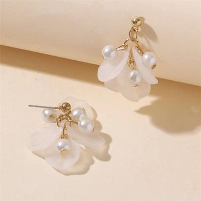 Zoete Eenvoudige Veelzijdige Parel Bloemen Oorbellen Oorbellen Dames, Mode Bloemblaadje Stud Oorbellen