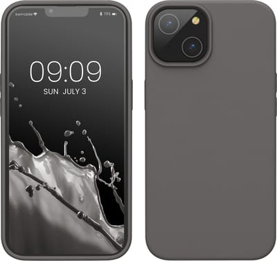 kwmobile telefoonhoesje geschikt voor Apple iPhone 14 - Hoesje met siliconen coating - Smartphone case in steengrijs