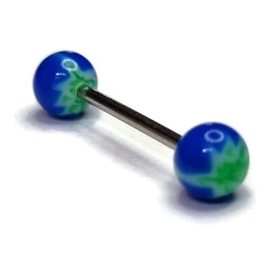 Aramat Jewels | Tongpiercings | Groen Blauw acryl Tongpiercing | | | |6mm | Staal | Volwassenen | Verkleurd niet