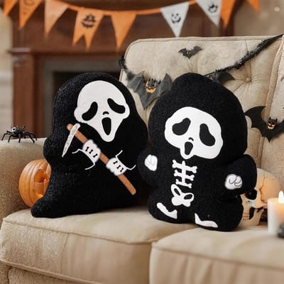 Set van 2 Halloween Spook Kussens, Decoratieve Pluche Kussens voor Woonkamer en Slaapkamer, Ideaal voor Gothic Halloween Versiering en Sofa Decoratie