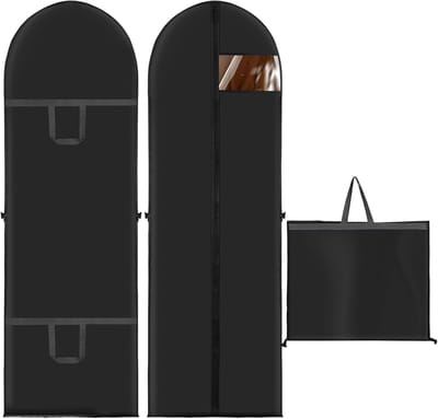PUWOWYE Clothes Bags Long Clothes Bags with Zip 180 x 60 cm Foldable Clothing Covers Black with Viewing Window for - ShopVlot