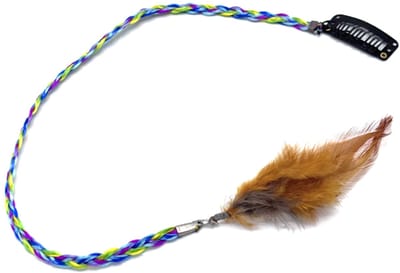 Haar Vlechtje met veer groen blauw l.rose 35 cm - Haar Clip - Ibiza - Haar Extension - Haarspeld - Haarsieraad - Haaraccessoires - Feest - Kerstmis - Verjaardag - Meisje - Verjaardag - Sinterklaas - Schoen cadeau - Haarversiering - Carnaval - Trendy