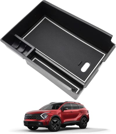 Opbergruimte in de middenconsole voor KIA Sportage NQ5 2022-2025, armsteun organizer met antislip basis en diverse vakken voor optimaal gebruiksgemak
