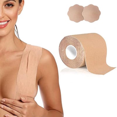 *** 2x Boob Tape met Tepel Covers - Borst Tape - BH tape - 5 cm - Extra Sterk - van Heble® ***