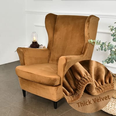 vleugelstoel hoezen. 2-delige stretch vleugelstoel hoes in een modieuze effen kleur. Fluwelen Strandmon bankhoes. Meubelbeschermer voor fauteuil stoelen voor woonkamer, slaapkamer of hotel, lic