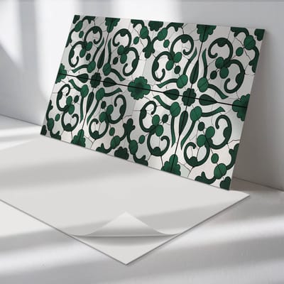 Wallfluent Vinyl Wandpaneel - Plantenpatroon met ornamenten Zelfklevende Wandbekleding - 120 cm x 60 cm - Groente Vinyl Wandpaneel - 1 stuk - Rechthoekig Wandbekleding Vinyl - Texturen Wandpaneel - Wandpaneel PVC - Wandpaneel Keuken en Badkamer