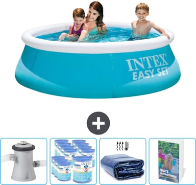 Intex Rond Opblaasbaar Easy Set Zwembad - 183 x 51 cm - Blauw - Inclusief Zwembadfilterpomp - Filters - Solarzeil - Zwembadgids