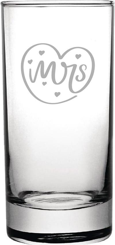 Gegraveerde longdrinkglas 28,5cl Mrs. In hartje