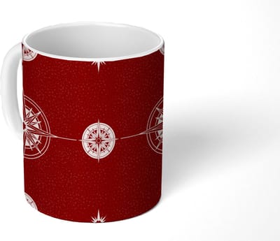 Mok - Koffiemok - Kompas - Reizen - Patronen - Mokken - 350 ML - Beker - Koffiemokken - Theemok