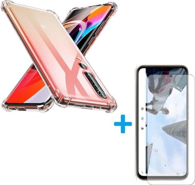 Anti-Shock transparant hoesje silicone met 2 Pack Tempered glas Screen Protector Geschikt voor: Xiaomi Mi 10