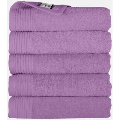 The One Towelling Badhanddoek - 70x140 cm - 5 stuks - Hotelkwaliteit - 450 g/m² - 100% Gekamd katoen - Paars
