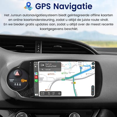 Junsun Android 15 Autoradio Geschikt voor Toyota Yaris (2012-2017), 4GB+64GB, Draadloze CarPlay & Andriod Auto, 9-inch IPS Touchscreen, Bluetooth, GPS-multimedianavigatie, WIFI, SWC, FM, RDS, DSP, DAB+, Quad-core processor
