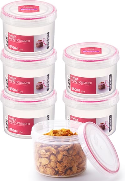 Lock&Lock Voorraadbussen - Voorraadpotten - Voorraaddozen - Bewaardozen voedsel - Vershoudbakjes set met deksel - Bewaarbakjes - Rond - Luchtdicht - BPA vrij - PFAS vrij - 360 ml - Set van 6 stuks - LocknLock
