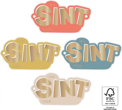 Sinterklaas Label 4 assorti - Van: Sint Voor: - Naamkaartjes / Naam labels / Naamlabels | Sint en Piet – Pakjesavond - 5 december – Labelkaartje – Etiket – Cadeau – Gift - Feestdagen - DH collection