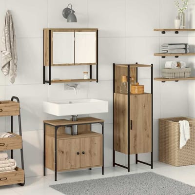 vidaXL - Badkamermeubel - Set - 3 - st - Bruin - Bewerkt - hout