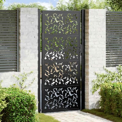Portail de Jardin Noir 100x200 cm Design en Tôle d'Acier