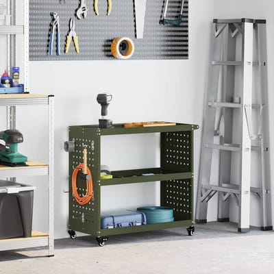vidaXL - Gereedschapswagen - Olijfgroen - 75 - x - 35 - x - 73 - cm - Koudgewalst - staal