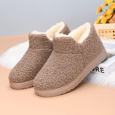 Chaussures en coton avec isolation en peluche pour femmes Chaussures en coton antidérapantes pour un pied Bottes en coton d'âge moyen et pour personnes âgées pour femmes, Bottes de neige à semelle souple 41 brun foncé