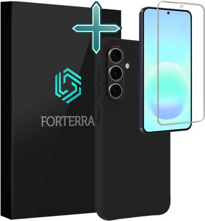 Hoesje Met Screenprotector - Geschikt voor Samsung Galaxy A57 - Sterk & Shockproof - Telefoon Hoes - Back Cover - Siliconen Case - Zwart