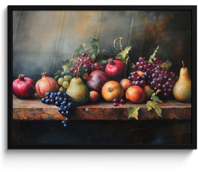 Poster in lijst - Fotolijst 80x60 cm - Posters - Rustiek - Stilleven - Fruit - Posterlijst zwart - Decoratie - Wanddecoratie woonkamer - Muurdecoratie slaapkamer