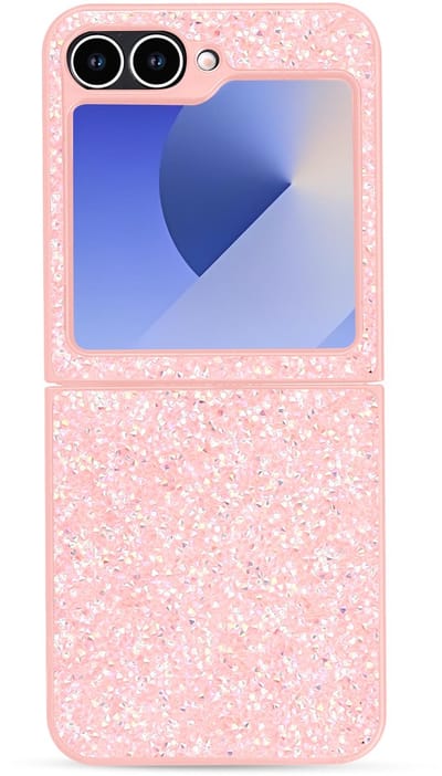 Casemania Hoesje Geschikt voor Samsung Galaxy Z Flip 5 - Roze - Diamant Glitter Back Cover