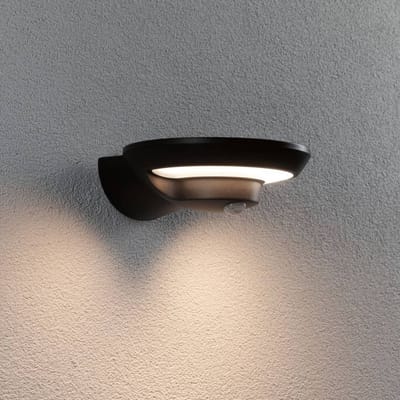 Solar LED-wandarmatuur voor buiten Bordola Schemergestuurde bewegingsmelder (IR) IP44 180x211 mm 3000K 3,5W 220lm 3,7V Antraciet Kunststof