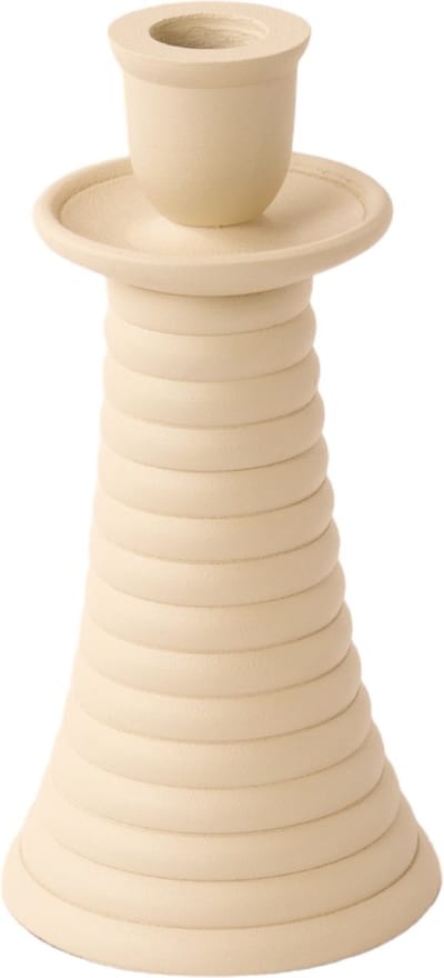 WinQ! - Kandelaar Aluminium Off White-d:11 en hoogte 21cm-geruwde afwerking- geschikt voor dinerkaarsen