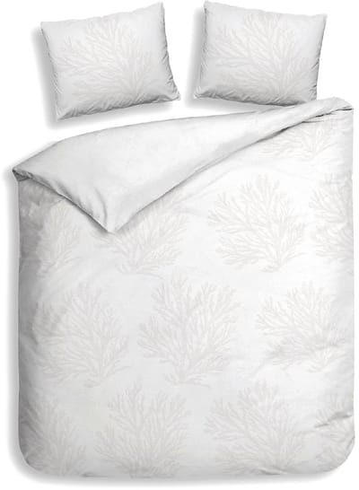Heckettlane Dekbedovertrek Agnia - Wit - Dekbedovertrek van 100% Katoen-Satijn - Zee - Dekbedovertrek 200x200-220 cm - Tweepersoons - Milos