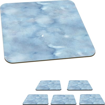 Onderzetters voor glazen - Patroon - Waterverf - Blauw - 10x10 cm - Glasonderzetters - 6 stuks