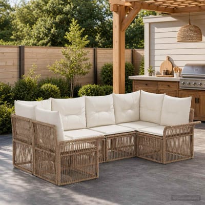 vidaXL - Tuinbank - Set - 6 - st - 6-Aantal - zitplaatsen - Beige - poly - rattan
