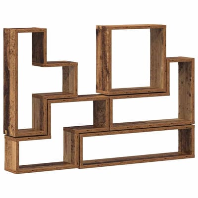 vidaXL - Wandplank - Muurmontage - Oudhout - 96 - x - 12 - x - 64 - cm