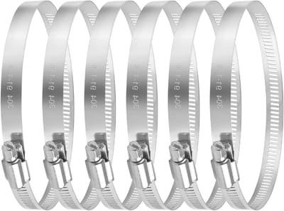 Verstelbare slangklem 4 inch van roestvrij staal - 6 stuks wormgear klemmen voor buizen (91-114mm)